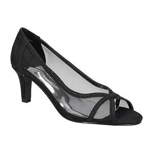 Women's Easy Street Picaboo Peep Toe Stiletto Heel Pumps - Black Glitter - 8.5W